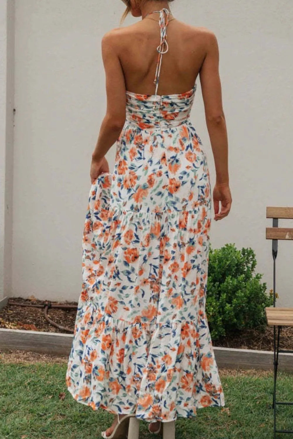 Maxi Dress Floral Halter Neck Sleeveless Resort Summer Boho