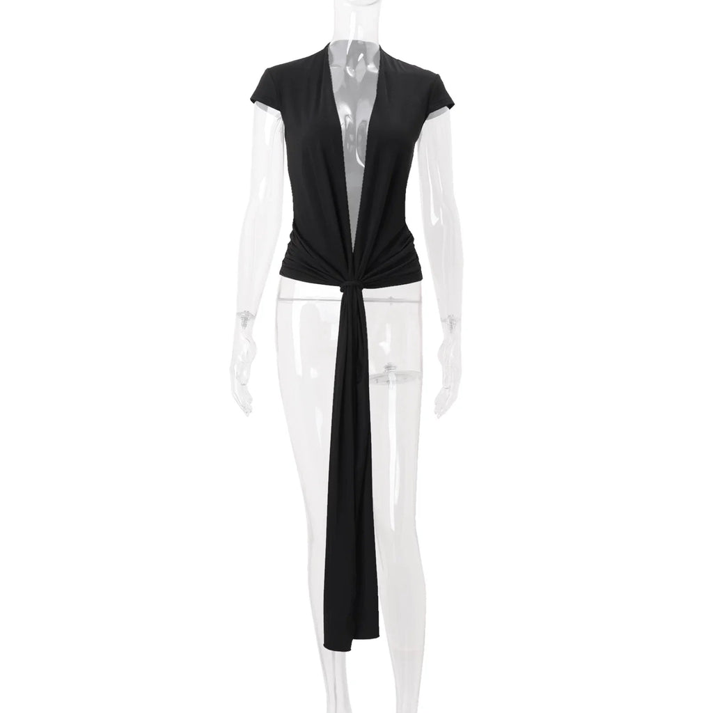 Myra Plunging Tie-Front Top