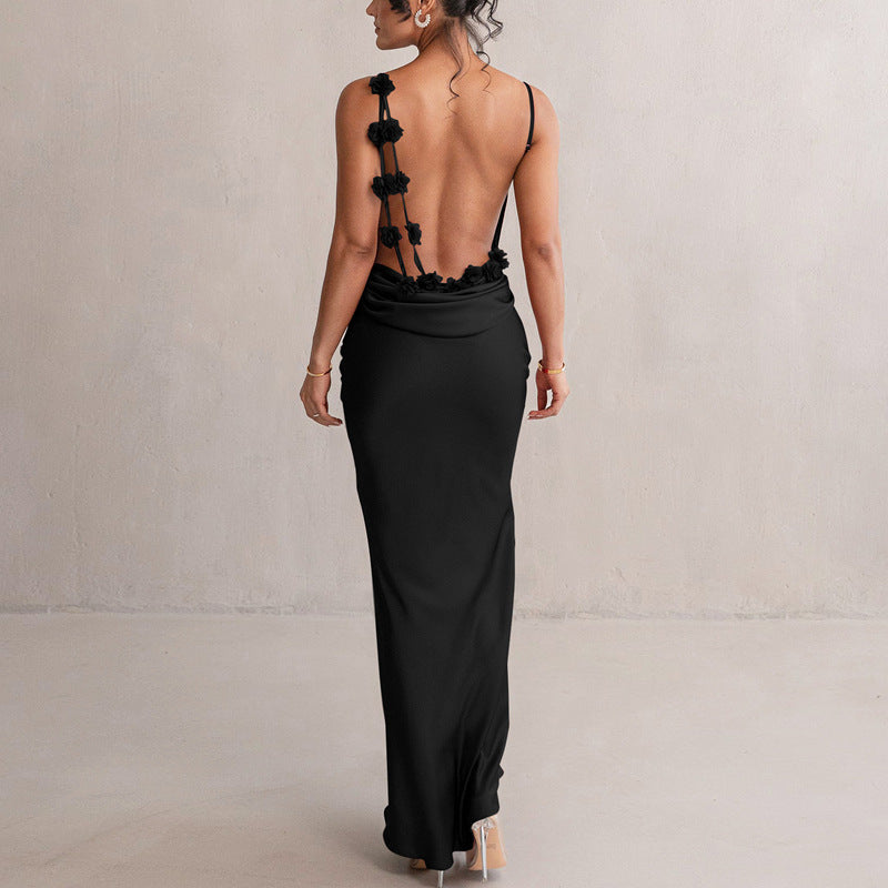 Elegant Women's Maxi Evening Dress Gala Open Back