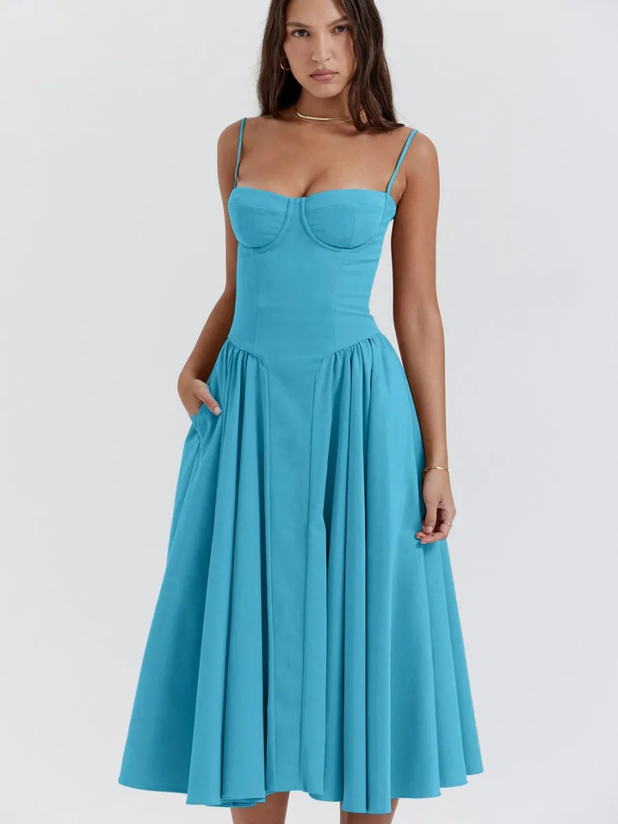 Camisoles Big Swing Solid Color Midi Dresses