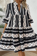 A-Line Dress Geometric Boho Notched Cocktail Party
