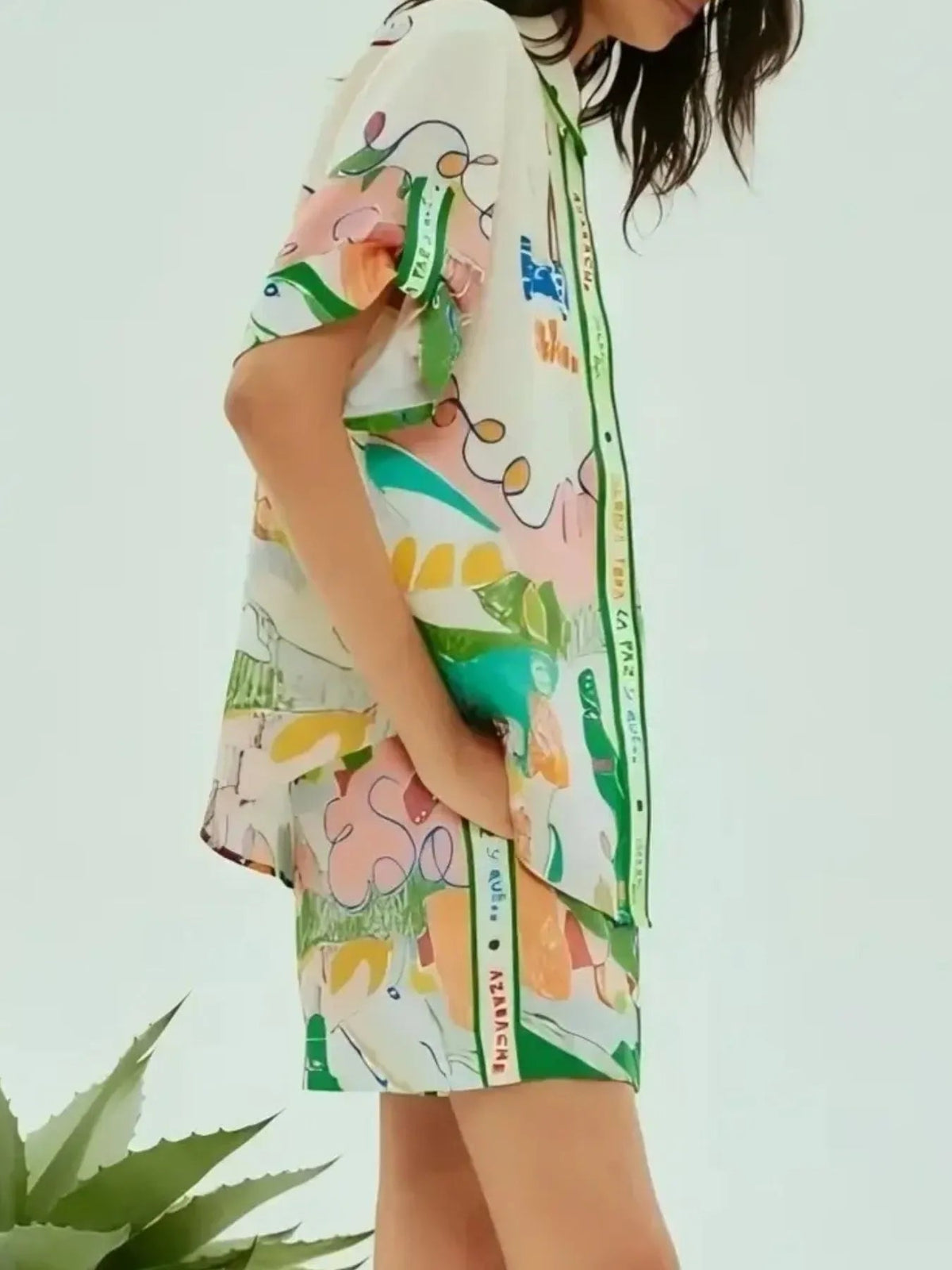 Two-Piece Outfit Set Short-Sleeve Top & Drawstring Shorts