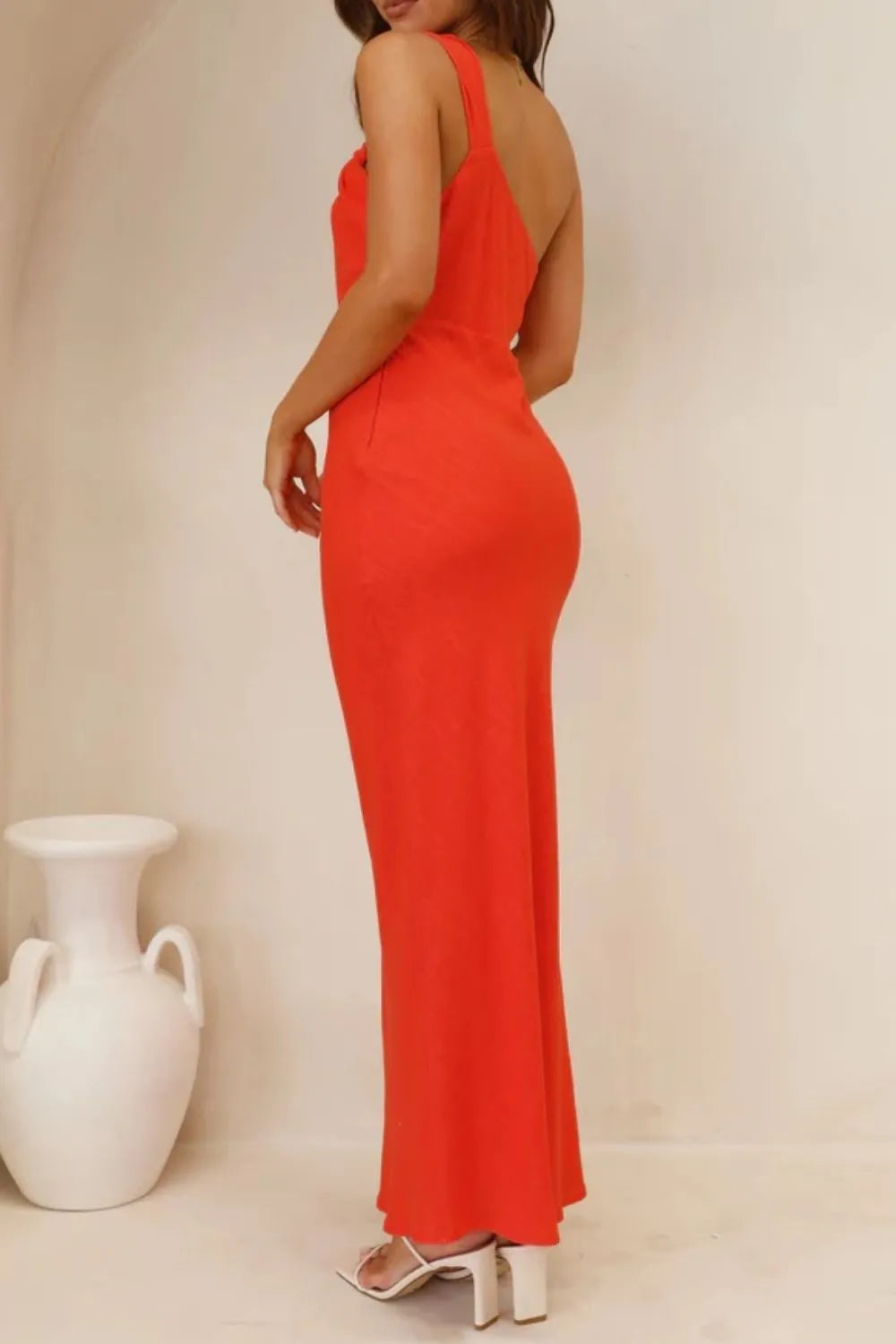 Maxi Dress Bodycon One-Shoulder Ruched Trendy Summer Casual