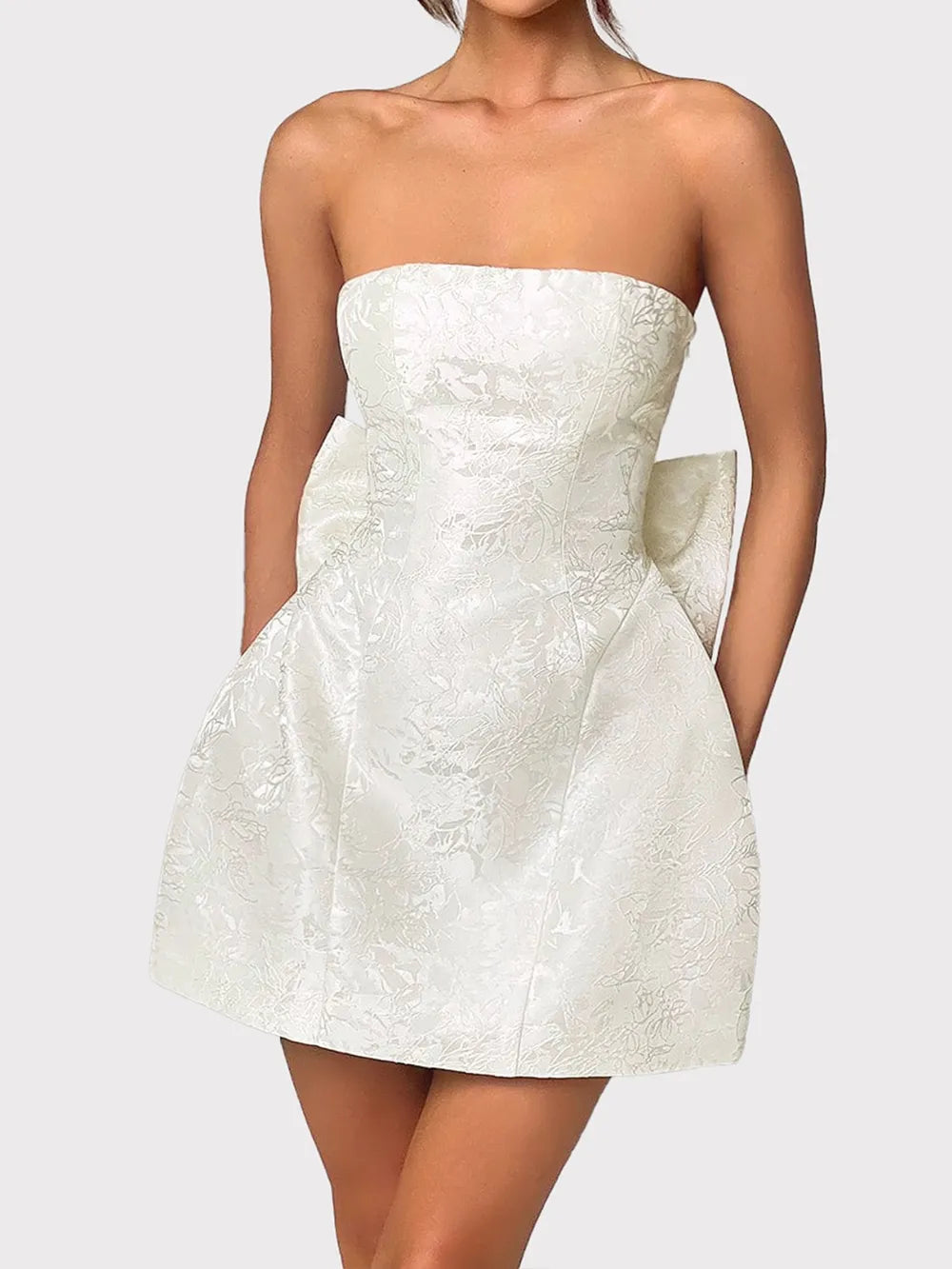 Mini Dress Lace-Up Bow Opaque Satin Basic Versatile