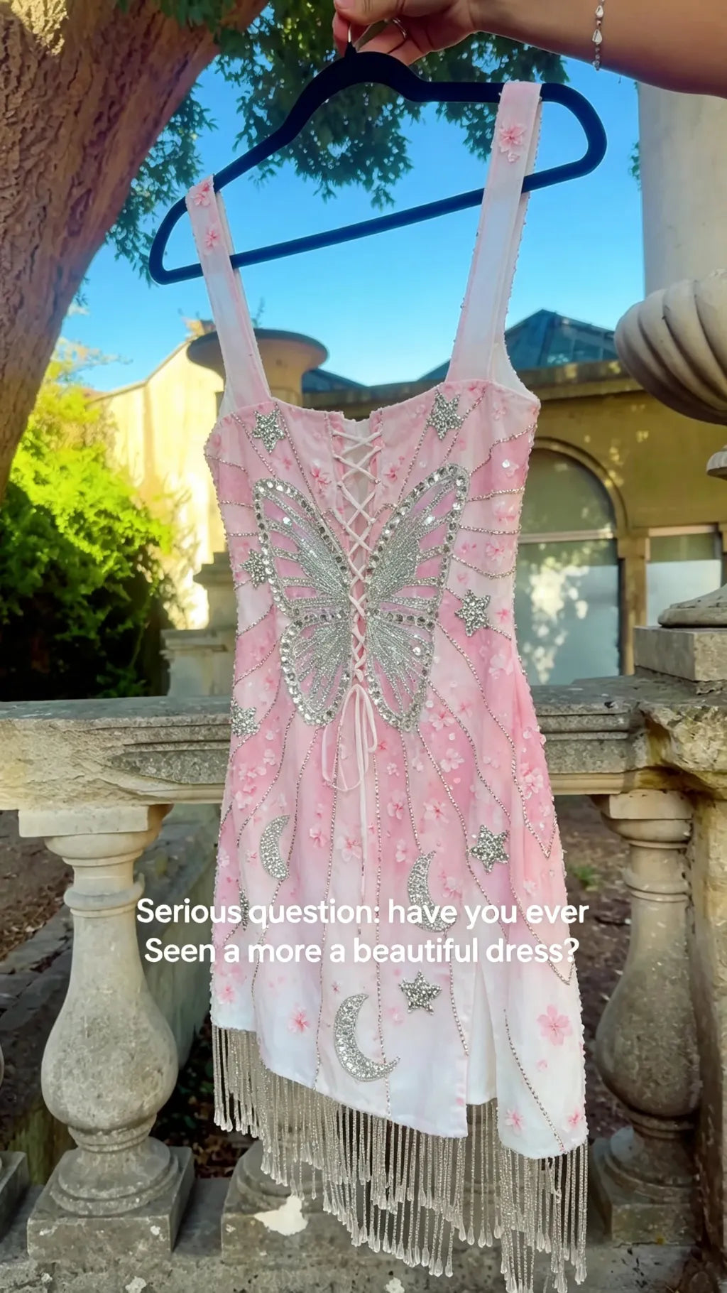 Magical Butterfly Star Sequin Fringe Mini Dress for Festival and Fairy Party