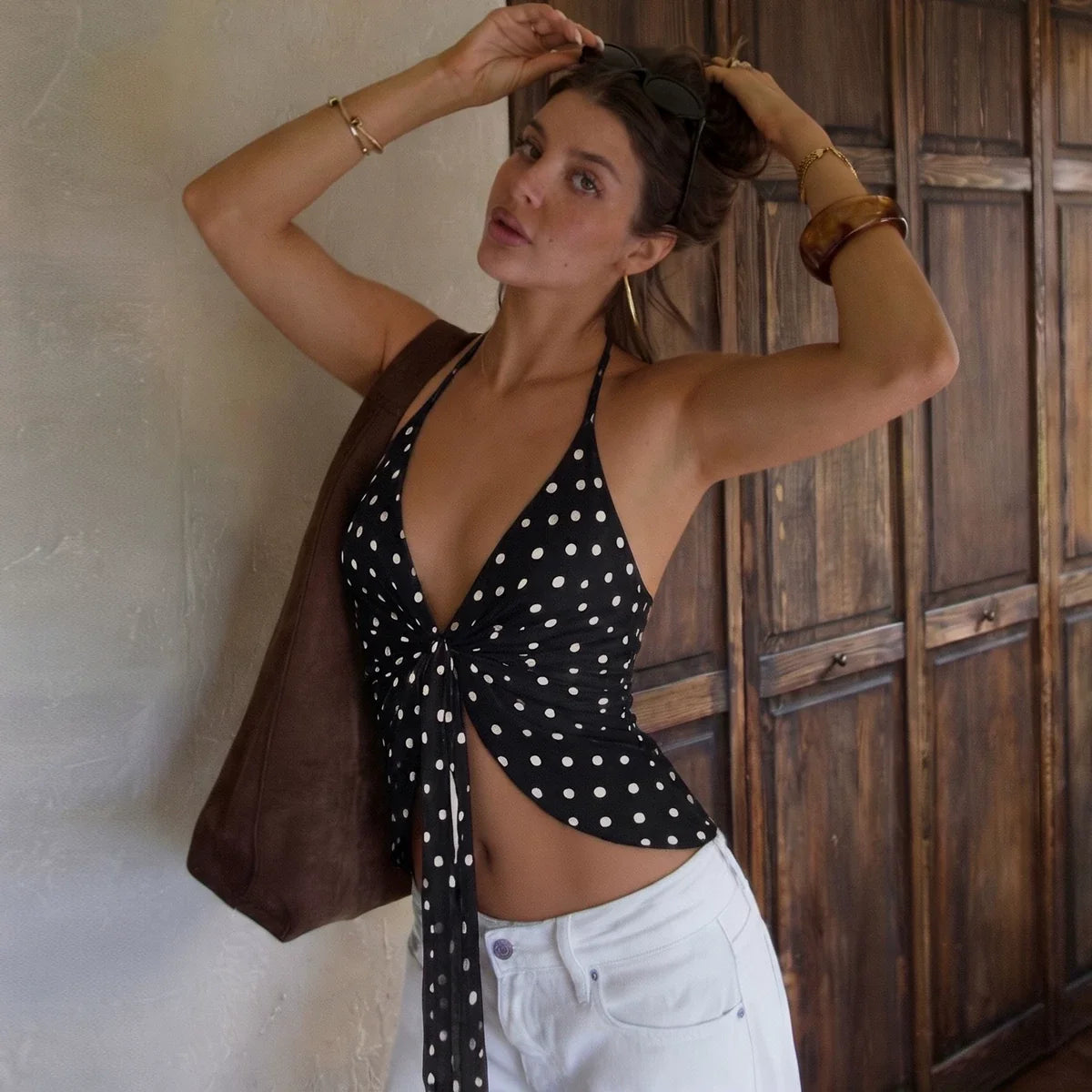 Annslee Polka Dot Halter Top