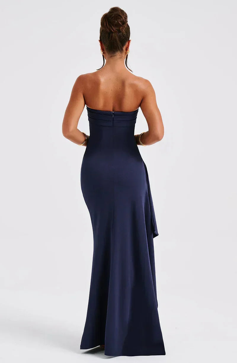 Luxury Strapless Gala Maxi Dress with High Slit for Women