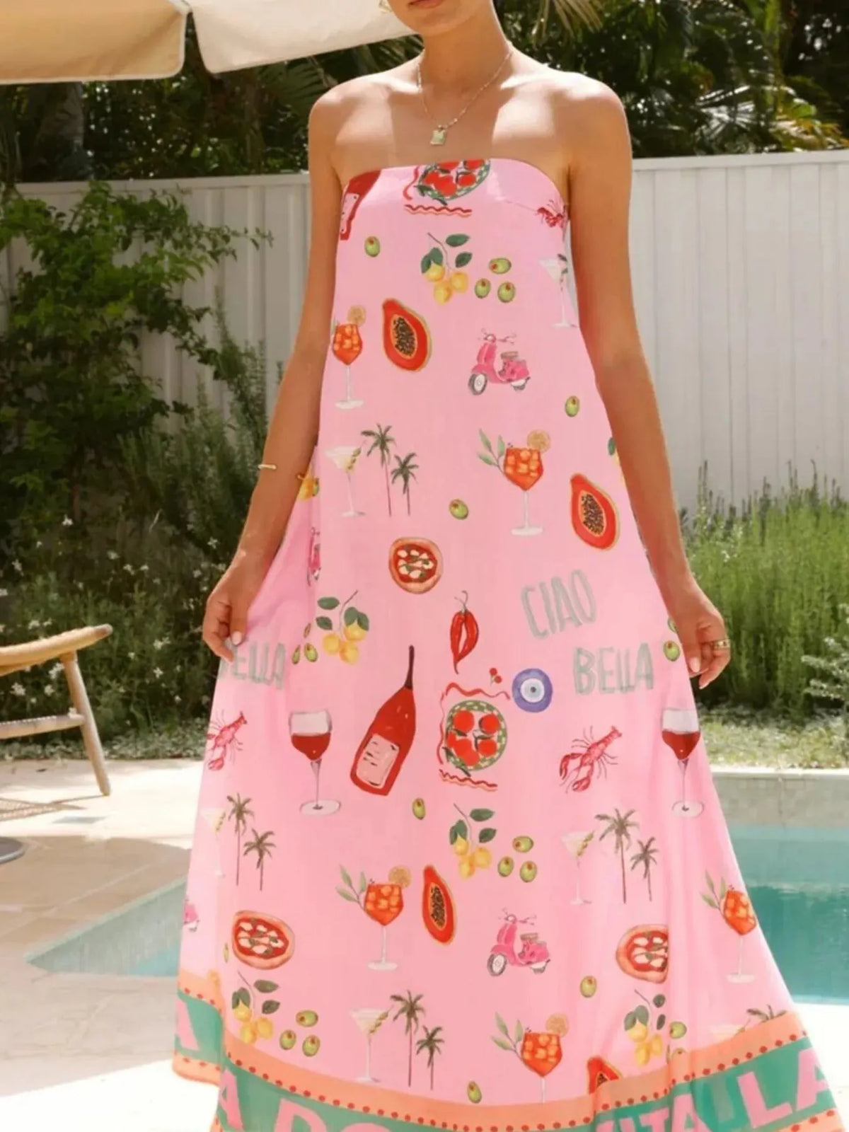 Maxi Dress Printed Beach Summer Vacation Vibrant Strapless