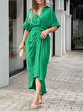 High-waisted Lapel Long Dress