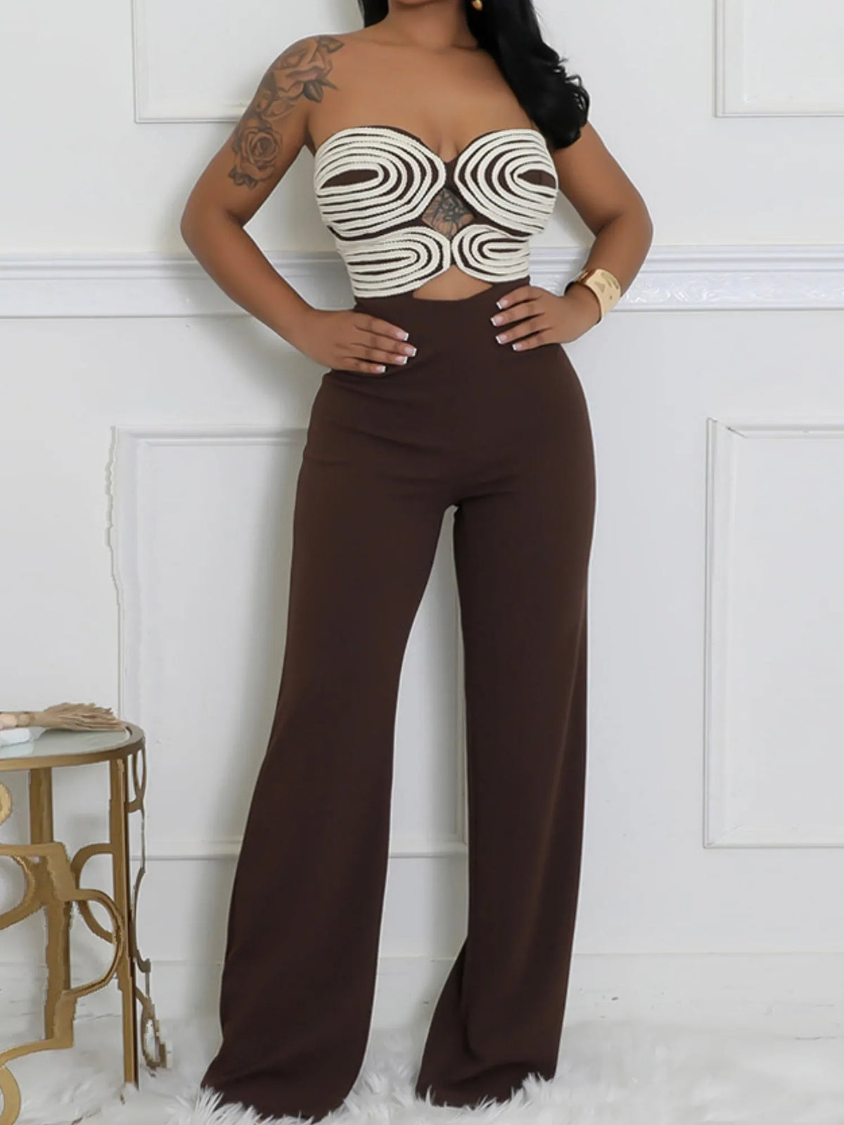 Handwoven Ribbon Strapless Backless Jumpsuits