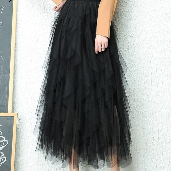 Romantic Maxi Skirt with Layered Tulle and Flowy Fit