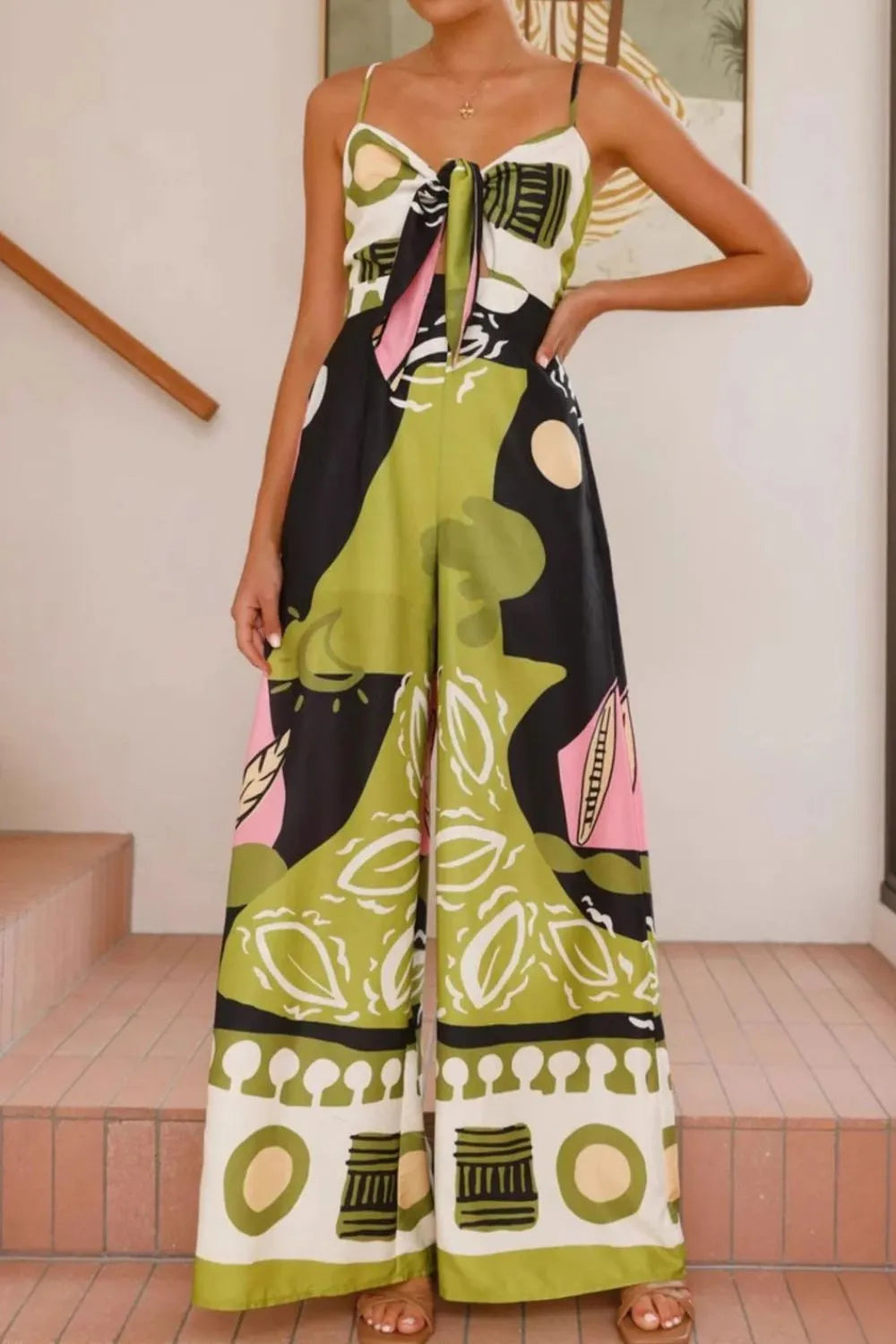 Sweetheart Neck Printed Jumpsuit – Effortless Style