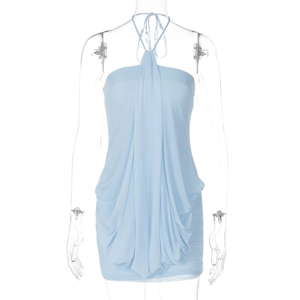 Kollyns Halter Draped Mini Dress