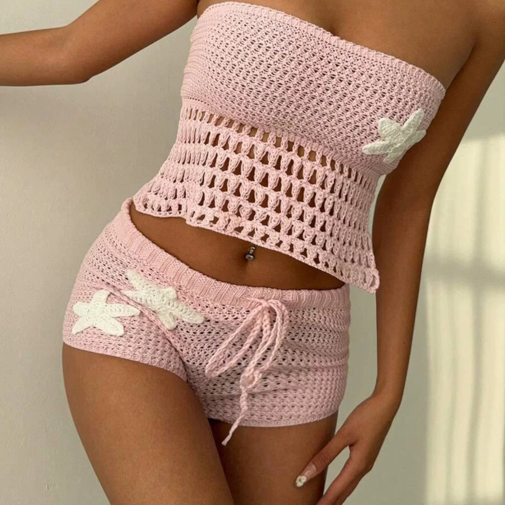 Kalli Crochet Starfish Shorts Set