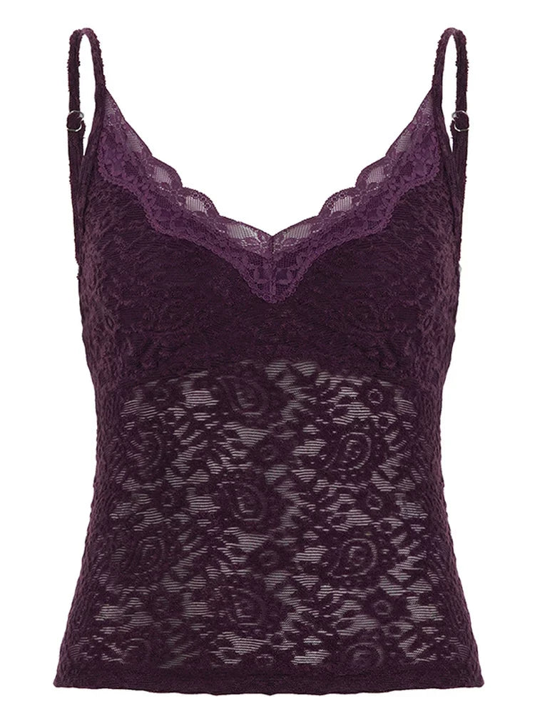 Esmerelda Purple Lace Sheer Camisole