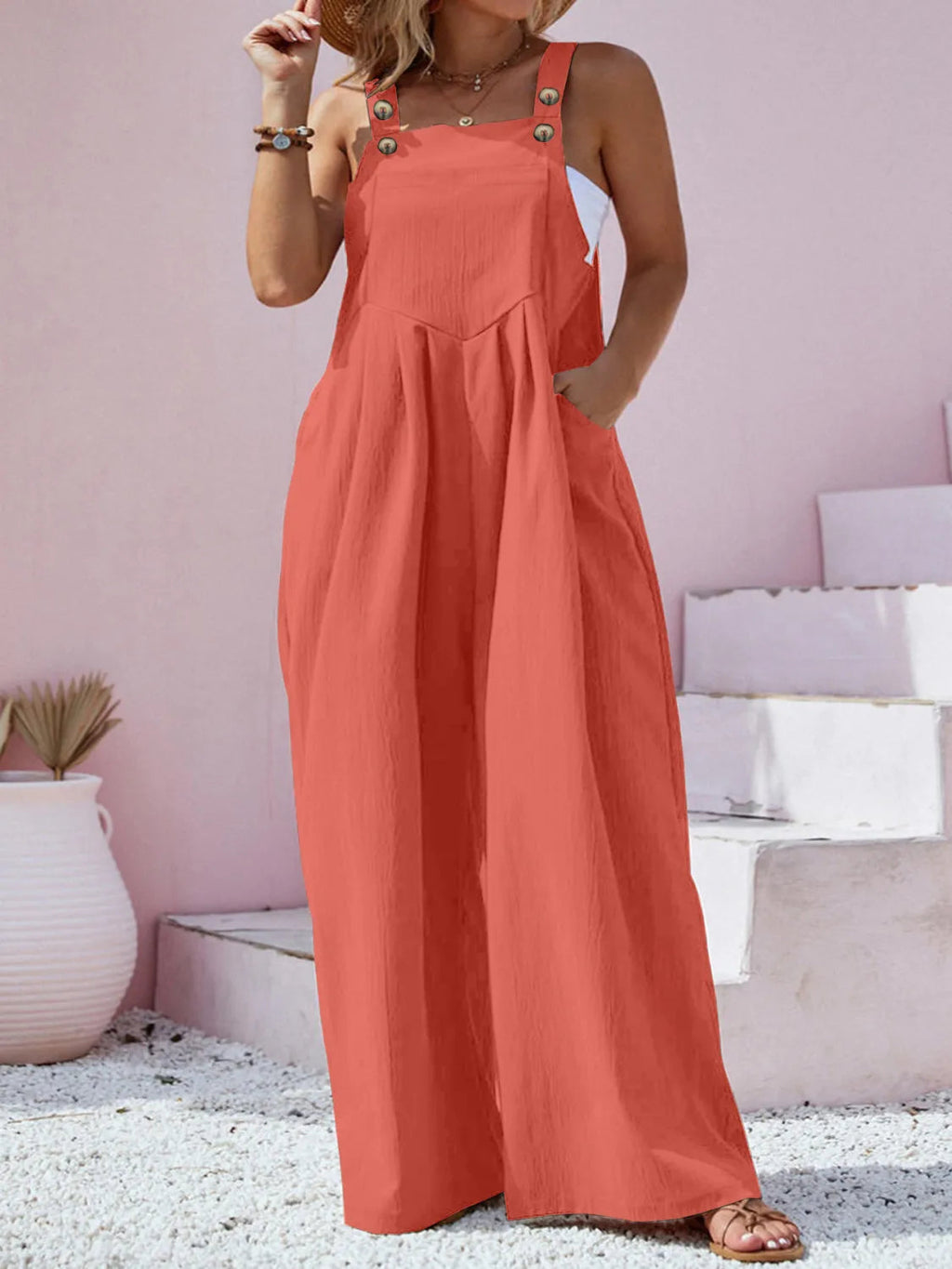 Overalls Boho Wide Leg Jumpsuit Flattering Vacation