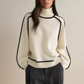 Women's Modern Color-Block Turtleneck with Contrast Piping
