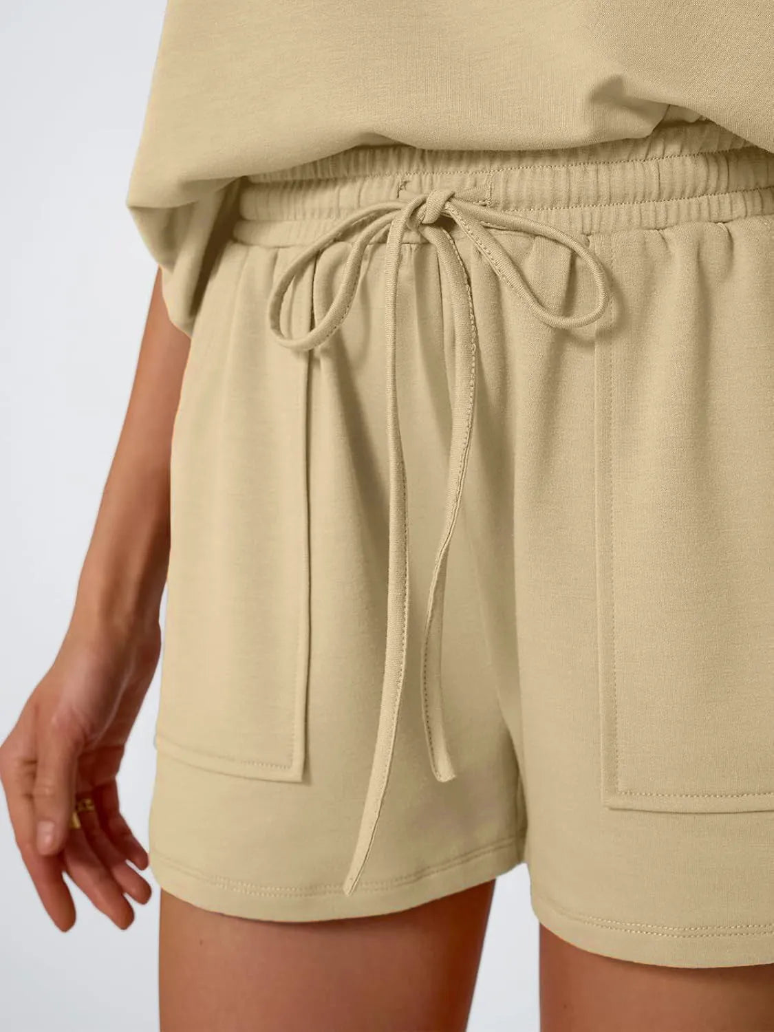 Outfit Set Minimalist Cap Sleeve Top & Drawstring Short