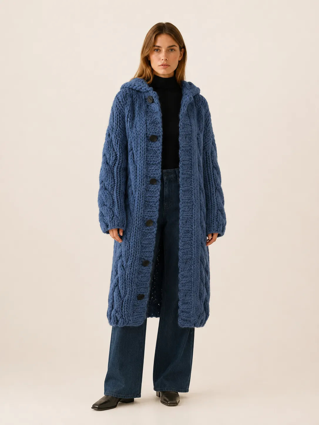 Poppy Knit Hooded Longline Cardigan Coat