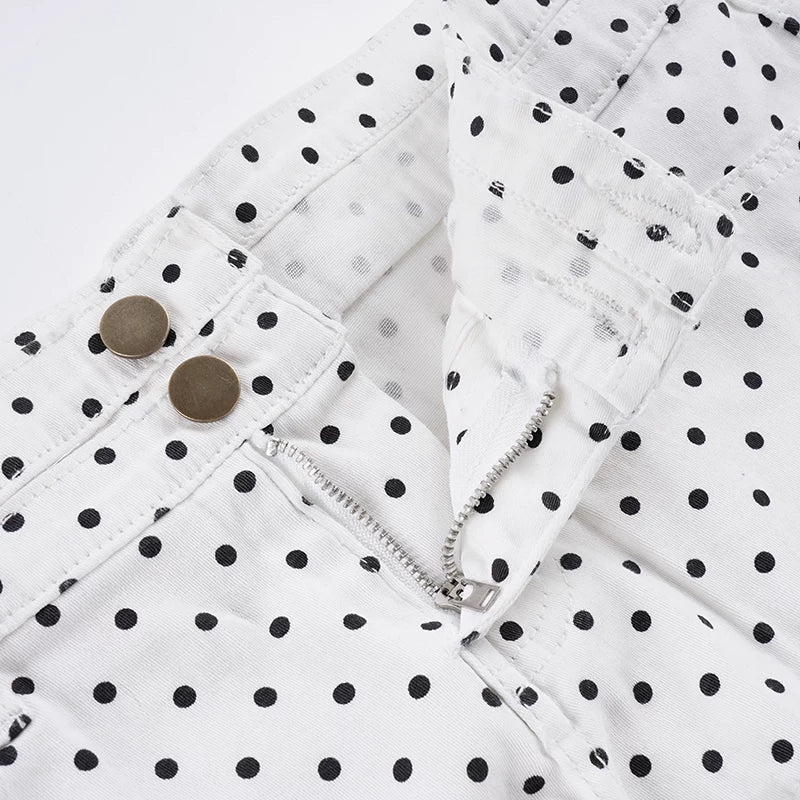 Maureen Polka Dot Denim Shorts