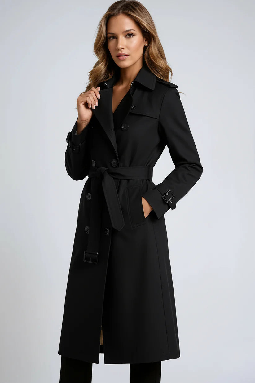 Women's Waterproof Long Trench Coat with Belt