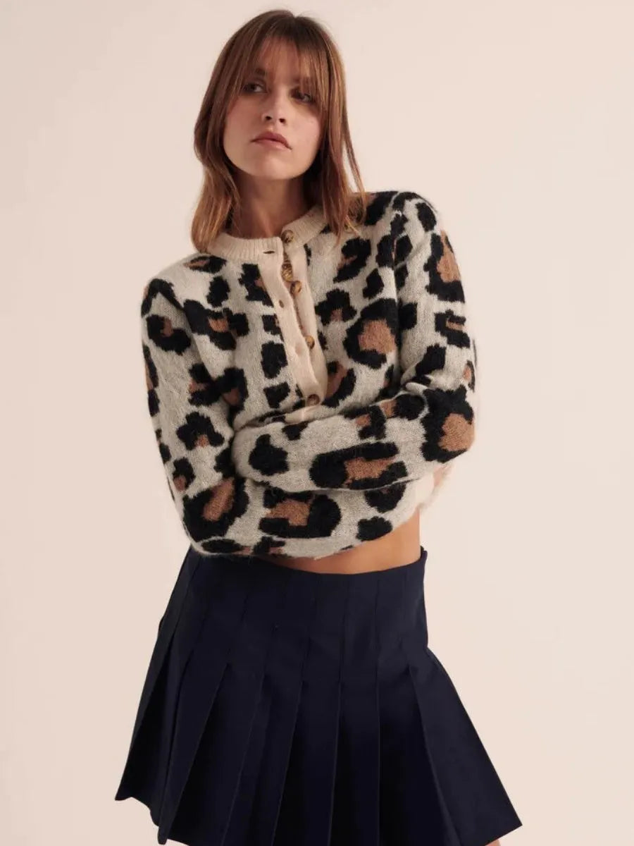 Leopard Stripes Splicing Cardigans