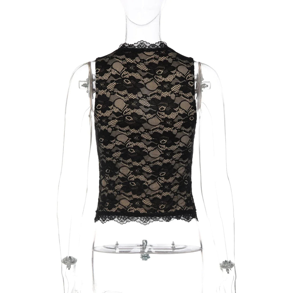 Hayat Lace Keyhole Cut-Out Top