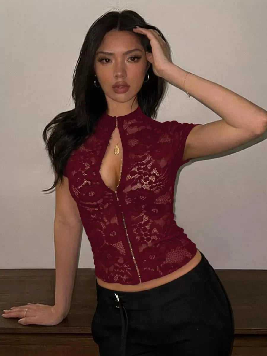 Nainika Lace Hook-and-Eye Top