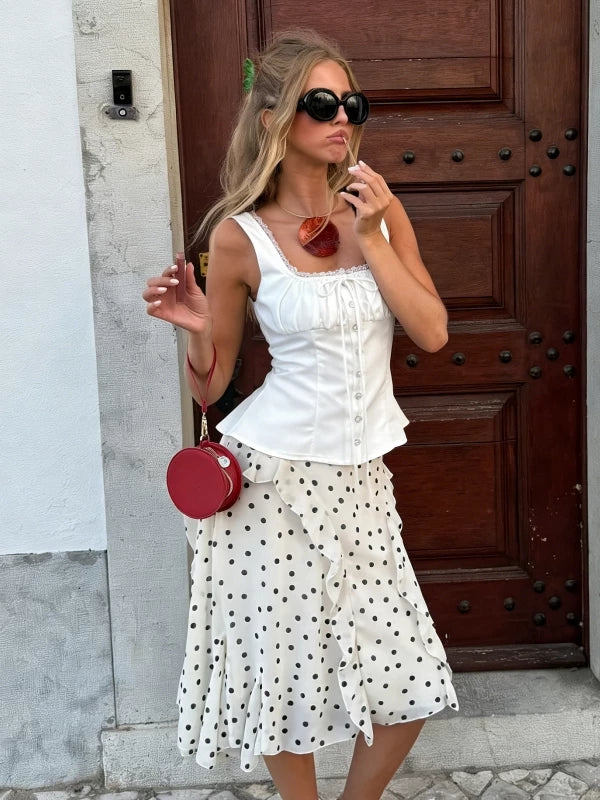 Kelis Lace Trim Ruched Tank