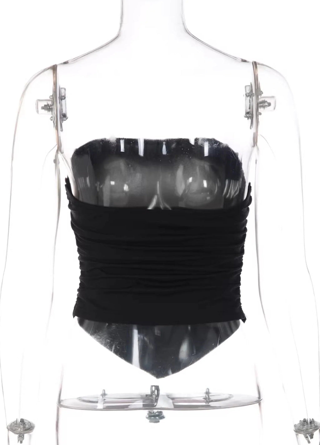 Pleated Button Trim Tube Top