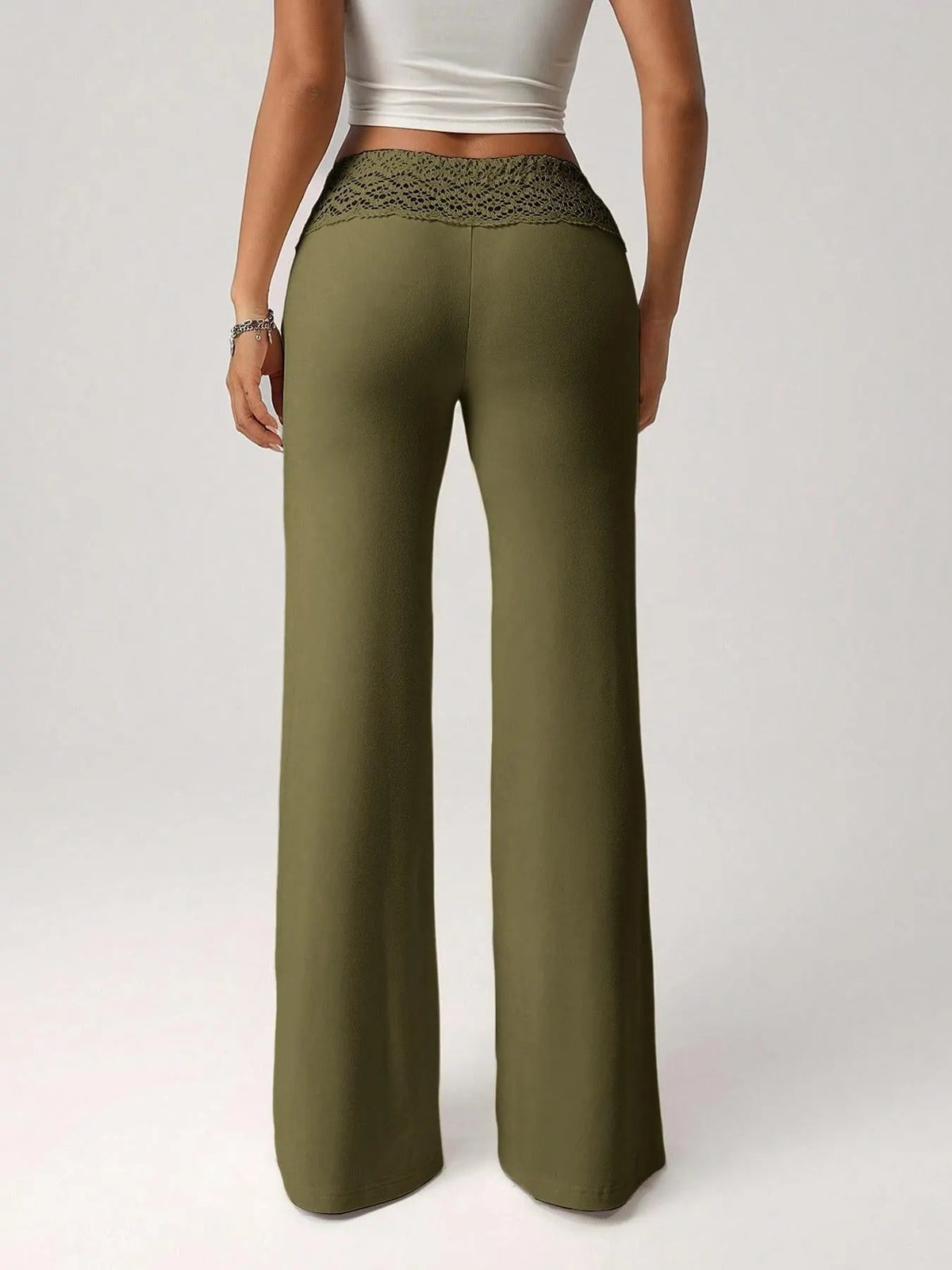 Lace-trimmed Casual Sexy Yoga Flared Pants