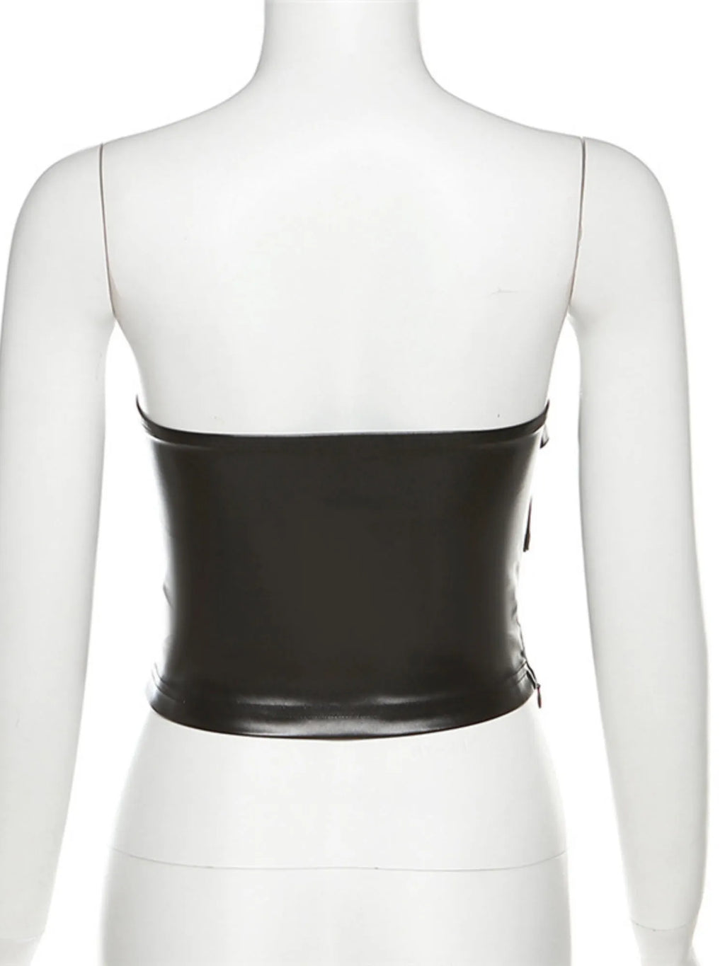 PU Leather Metal Buckle Decoration Strapless Vest