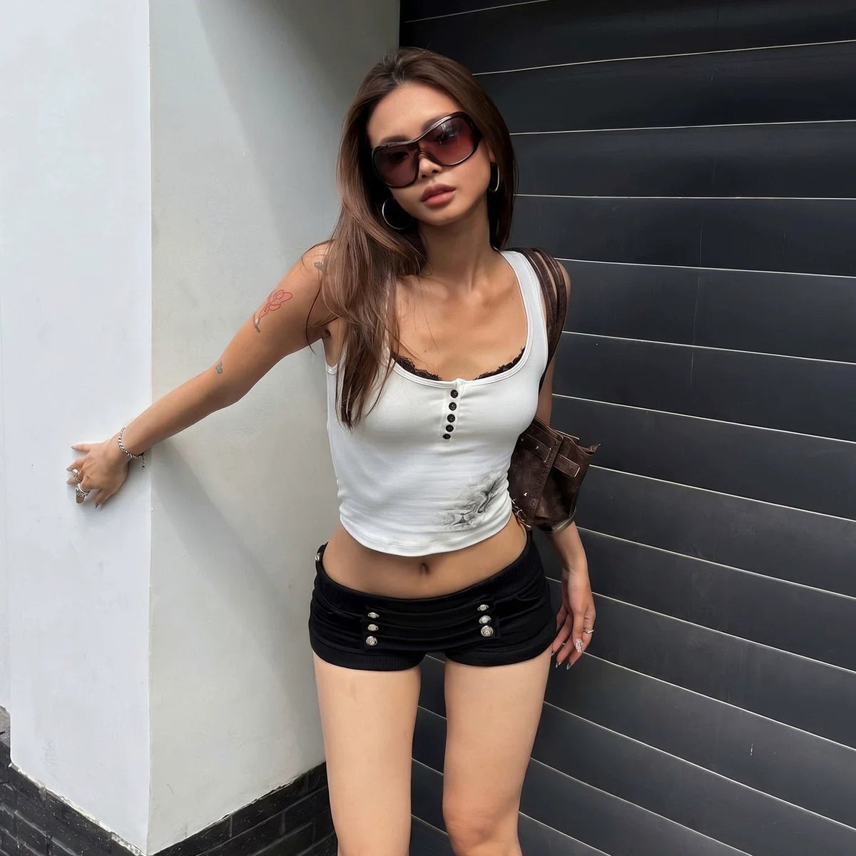 Rosalie Low Rise Button Shorts