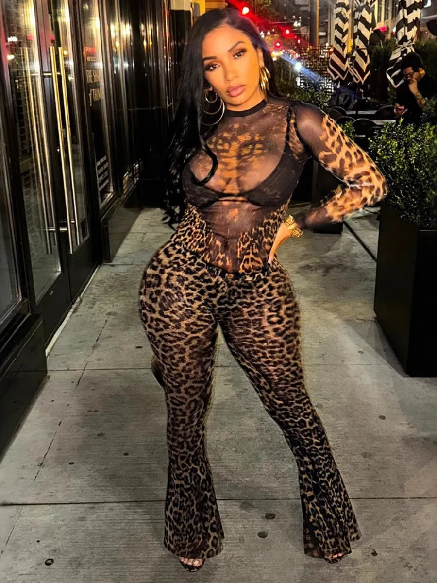 Leopard Print High-waisted 2-piece Sets