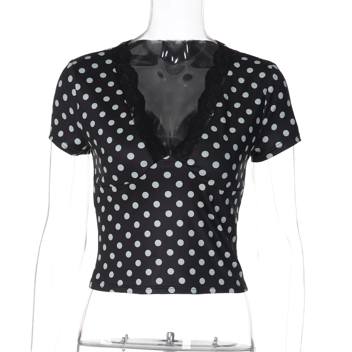 Kirra Polka Dot Lace Trim Top
