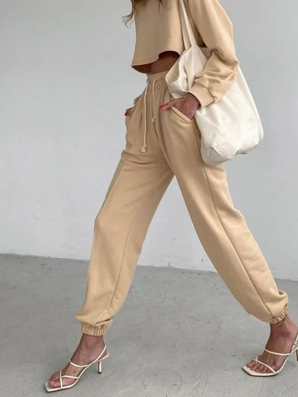 Jogger Pant Drawstring Tapered Leg Casual Chic Holiday