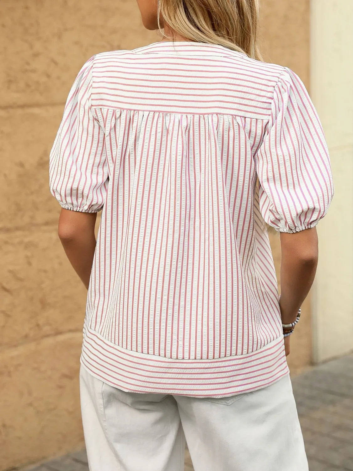 Blouse Top Casual Preppy Striped Chic Office Workwear
