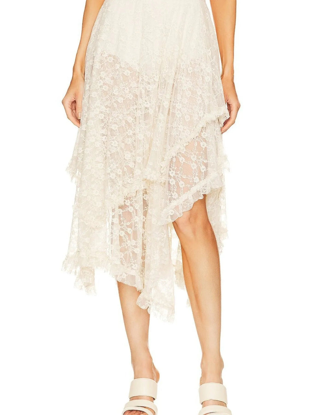 Asymmetrical Lace Midi Skirt for Women
