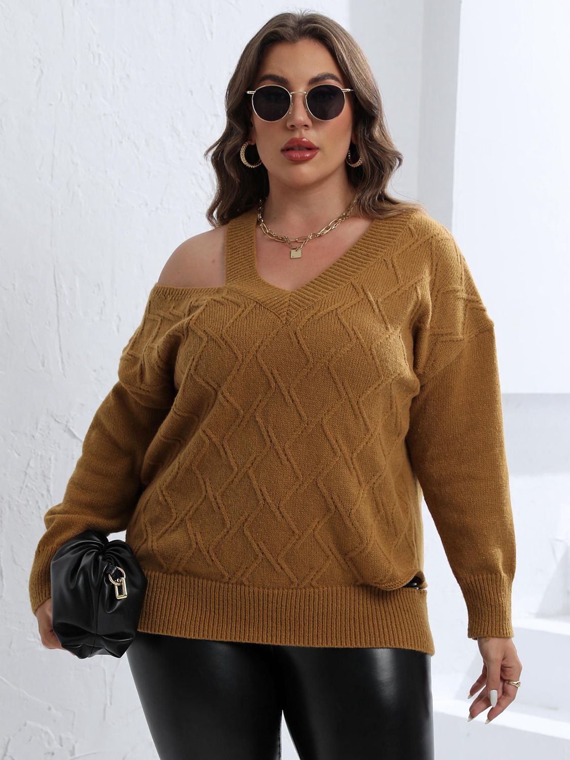 Cutout Sweater Chic Slightly Stretchy Trendy Casual