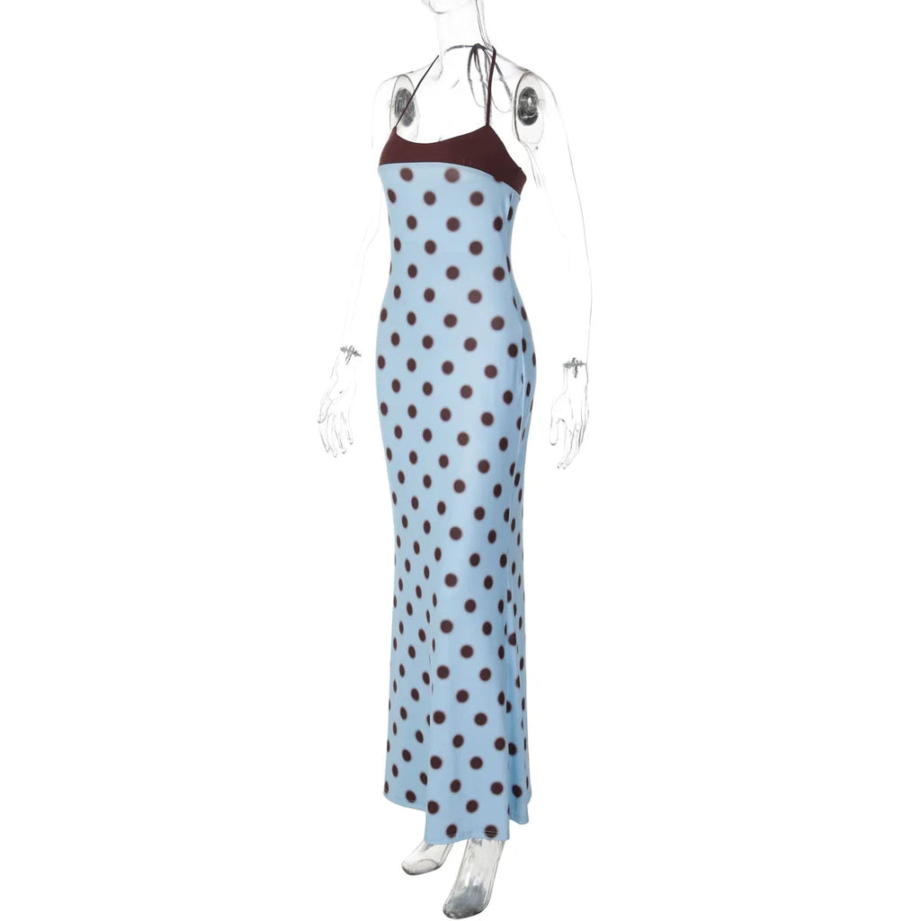 Rosalie Polka Dot Halter Maxi Dress