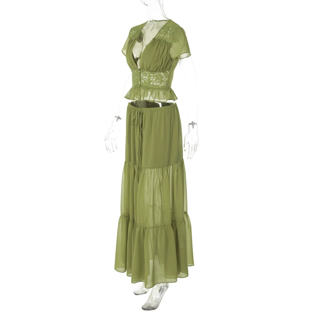 Jaiden Chiffon Lace Maxi Set
