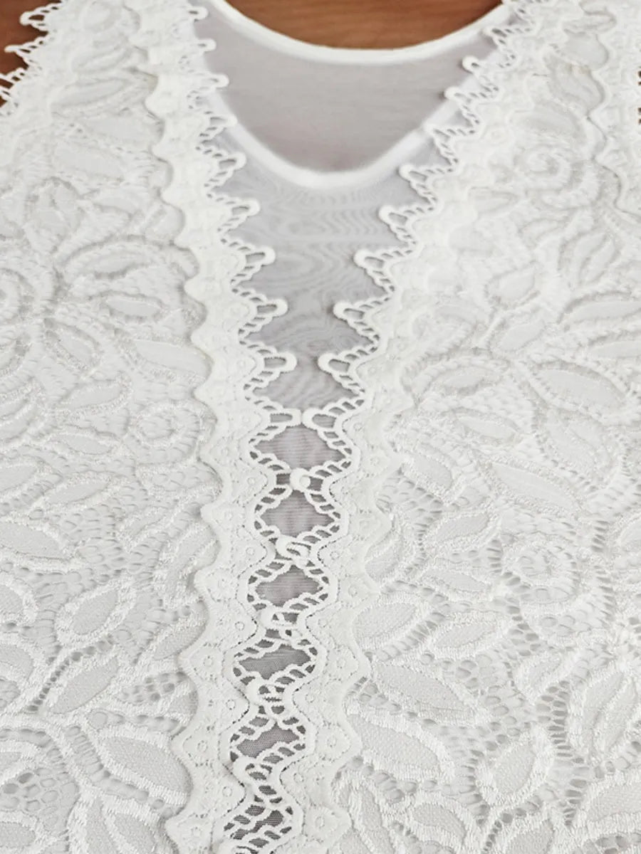 Lace Trim Hollow Bodysuits