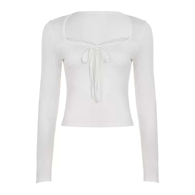 Diem Lace Trim Square Neck Top