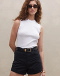 Black Women's Denim Shorts with Cuff