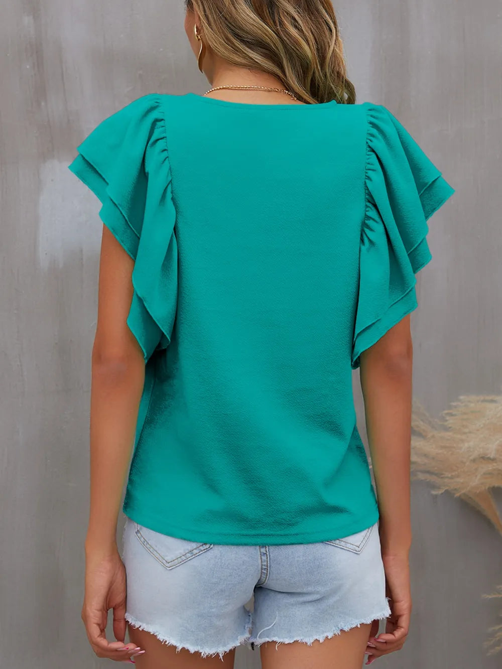 Blouse Top Casual Chic Ruffle Flounce Sleeve Party