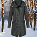 Women's Waterproof Hooded Jacket with Extended Length