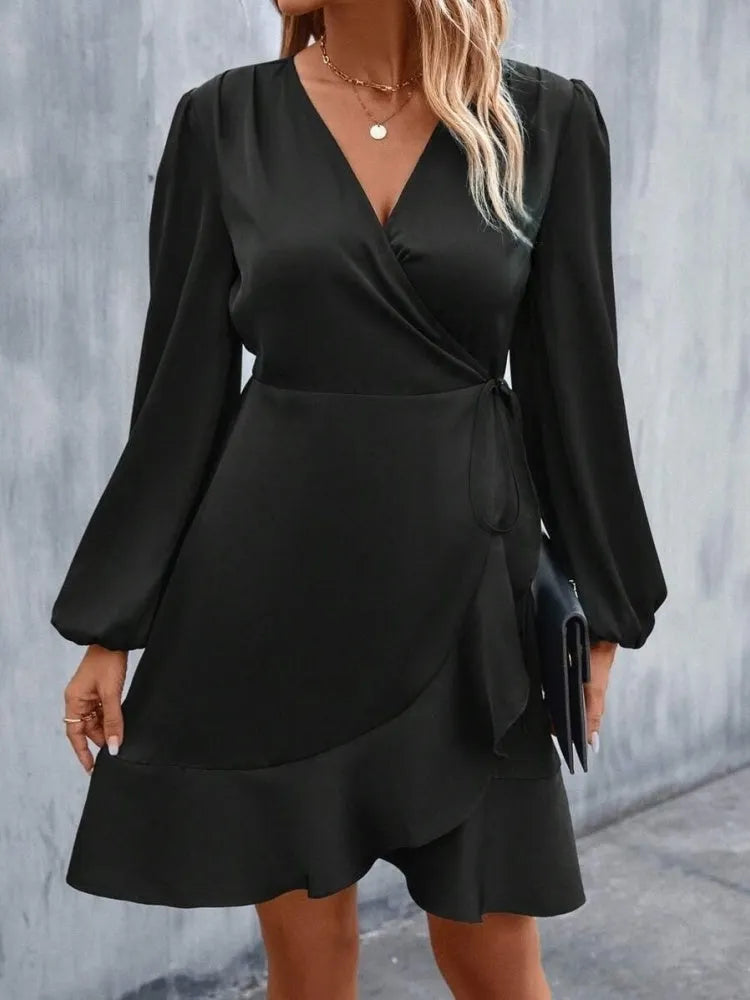 Satin Waist Low-cut Mini&Short Dresses