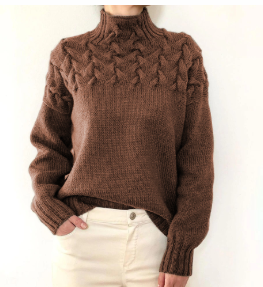 Women’s Knitted Turtleneck with Cable Pattern Warm and Soft