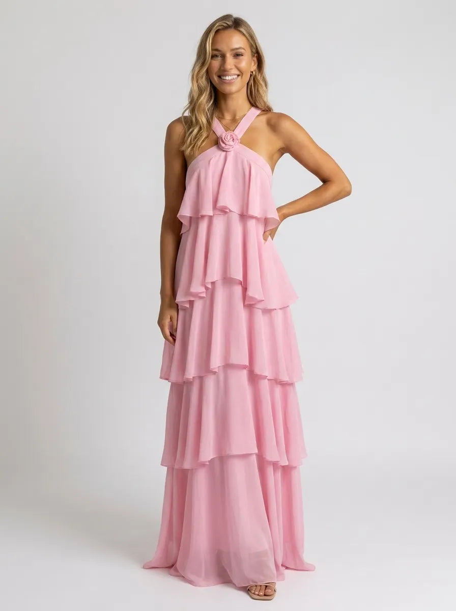 Noor Tiered Halter Maxi Dress