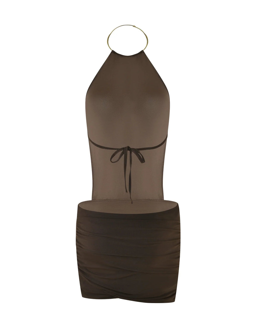 Emmalee Gold Detail Mini Dress - Brown